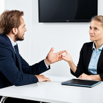 규제 업무에서의 협상 기술 - Active Listening**

"A business meeting in a modern German office, two professionals seated at a tab...