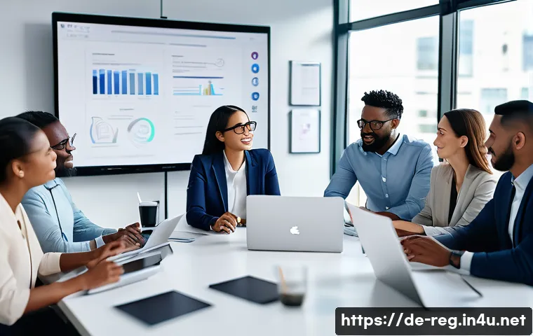 규제 업무에서 흔히 발생하는 문제와 해결 사례 - A modern corporate office scene showing a diverse team of professionals from compliance, legal, qual...